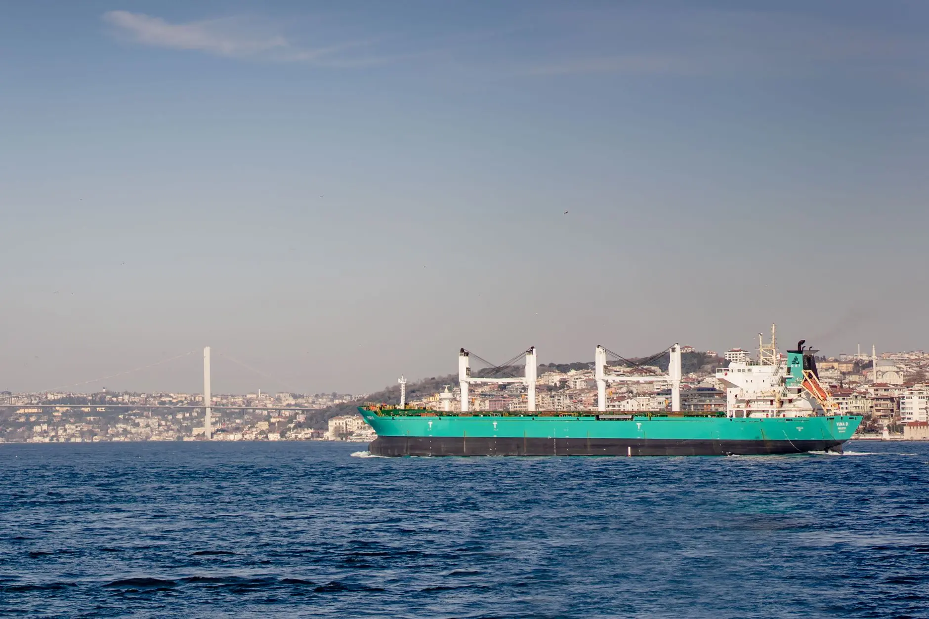 Cargo ships and containers at a commercial trade port in Turkey symbolizing international trade agreements.